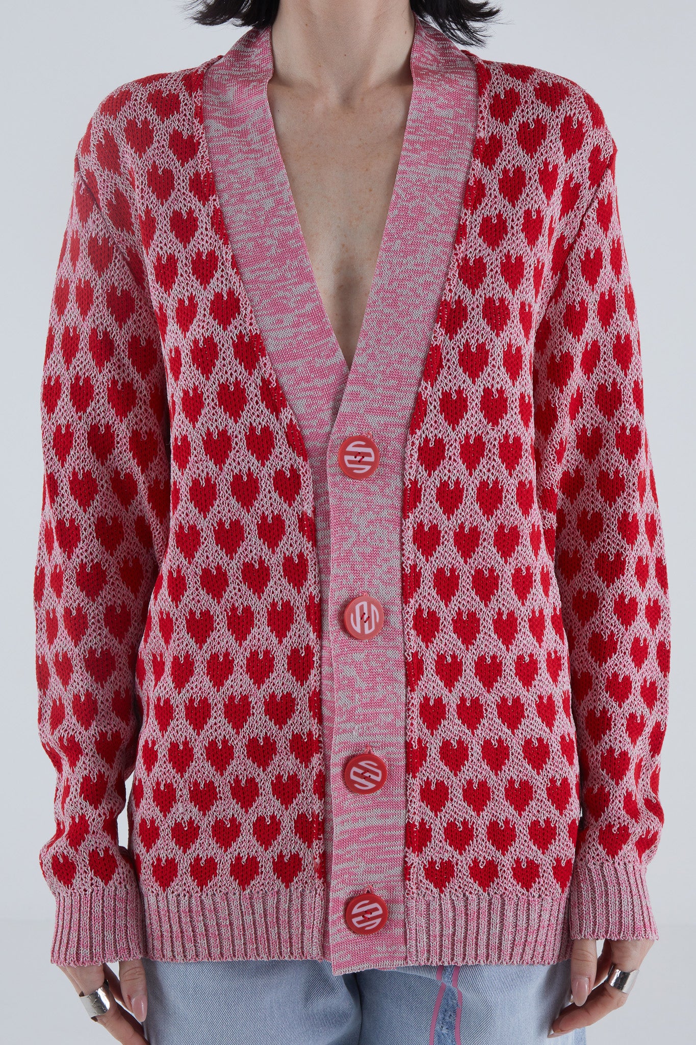 Cardigan Cuoricini Red Lipstick